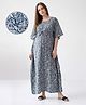 Bella Mama Cotton Woven Half Sleeves Kaftan Style Maternity Nighty Floral Print - Blue