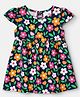 Babyhug Single Jersey Knit Frock with Half sleeves and Floral Print in Navy in Blue