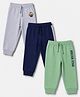Babyhug Cotton Looper Knit Full Length Joggers With Soccer Star Text Print - Grey, Navy Blue & Olive Green