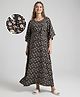 Bella Mama Cotton Woven Half Sleeves Floral Printed Maternity Nursing Kaftan - Brown