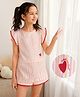 PURPLE UNITED KIDS Seer Sucker Woven Cap Sleeves Striped & Heart Embroidered Top & Shorts Set - Pink