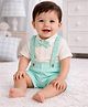 PURPLE UNITED KIDS Cotton Woven Half Sleeves Bow Applique Detailed Shirt & Gallice Shorts Set - Mint Green