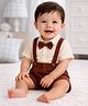 PURPLE UNITED KIDS Cotton Woven Half Sleeves Bow Applique Detailed Shirt & Gallice Shorts Set - Brown