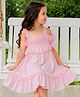 PURPLE UNITED KIDS Cotton Woven Half Cold Shoulder Sleeves Ruffle Detailed Dress - Pink