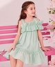 PURPLE UNITED KIDS Cotton Woven Half Cold Shoulder Sleeves Ruffle Detailed Dress - Light Green