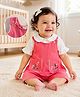 PURPLE UNITED KIDS Cotton Woven Sleeveless Floral Embroidered Dungaree - Pink