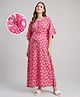 Bella Mama Cotton Woven Half Sleeves Floral Printed Maternity Nursing Kaftan - Pink