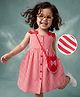Babyhug Woven One Piece Dress and Purse with Sleeveless and Striped Print - Red