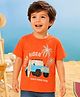 PURPLE UNITED KIDS Cotton Wove Half Sleeves Beach Theme Printed Tee - Orange