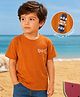 PURPLE UNITED KIDS Cotton Woven Half Sleeves Skateboard Printed Tee - Mustard
