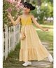 Qvink Cotton Woven Sleeveless Floral Printed & Crochet Detailed Dress - Yellow