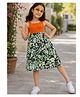 Qvink Cotton Woven Sleeveless Floral Printed & Crochet Detailed Dress - Multi Colour