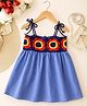 Qvink Cotton Woven Sleeveless Crochet Detailed Dress - Blue