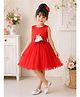 Qvink Net Woven Sleeveless Pin Striped & Floral Applique Detailed Dress - Red