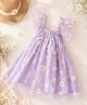 Qvink Net Woven Sleeveless Floral Printed Dress - Lavender