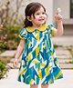 Babyhug Poplin Woven Half Puffed Sleeves Abstract Printed Frock - Light Blue