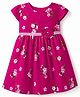 Babyhug Cotton Woven Half Sleeves Frock with Floral Print & Applique - Pink
