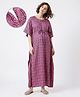 Bella Mama Cotton Woven Half Sleeves Kaftan Style Maternity Nighty Floral Print - Purple