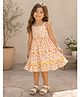Qvink Cotton Woven Sleeveless Floral Printed Dress - Cream