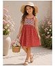 Qvink Cotton Woven Sleeveless Geometric Motifs & Paisley Printed Dress - Red