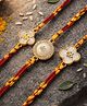 Digital Dress Room (Set of 3) Om Swastik Charm Fresh Water Pearl Bracelet Rakhi For Bhaiya Bro Sacred Gift Band