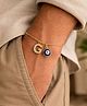 Digital Dress Room G Alphabet Initial Name Rakhi Bracelet American Diamond Evil Eye Gold Gift for Bhai Bhaiya Bro