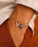 Digital Dress Room V Alphabet Initial Name Rakhi Bracelet American Diamond Evil Eye Gold Gift for Bhai Bhaiya Bro