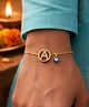 Digital Dress Room A Barrel Design AD Gold Plated Initial Name Rakhi Bracelet Evil Eye For Bhai Bhaiya Bro