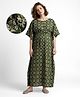 Bella Mama Cotton Woven Half Sleeves Kaftan Style Maternity Nighty Floral Print - Green