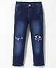 Enfance Denim Eyes Embroidery Ripped Full Length Jeans - Blue