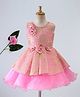 Enfance Sleeveless Lace Detailed Floral Pearl Applique Layered Party Dress - Pink