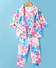 Enfance Cotton Knit Full Sleeves Floral Print Co-Ordinating Jacket, Top & Pant - Pink