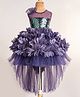 Enfance Net Knit Sleeveless Sequin & Ruffle Detailed Tailback Party Dress - Purple