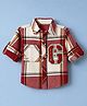 Little Kangaroos Cotton Woven  Full Sleeves Checks Shirt with Varsity Applique - Wine