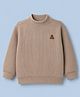 Little Kangaroos Fleece Knit Full Sleeves Solid Sweatshirt With Patch - Tan