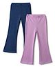 Primo Gino Cotton Elastane Knit Solid Leggings Pack of 2 - Purple Blue