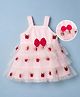 Babyhug Mesh Woven Layered Sleeveless Dress with Bow and Floral Embroidery - Pink