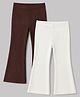 Primo Gino Cotton Elastane Knit Solid Leggings Pack of 2 - Brown White