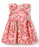 Babyhug Cotton Woven Frill Sleeves Frock with Floral Print - Peach