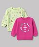 Babyhug 100% Cotton Terry Knit Full Sleeves Heavy Gauge Bunny & Floral Printed Sweatshirts Pack Of 2 - Dark Pink & Lime Green