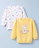 Babyhug 100% Cotton Terry Sweatshirts with Full Sleeves and Bows and Bunny Print in Yellow and White Pack of 2 for 12-18 Months
