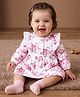 Babyoye Cotton Interlock Frocks with Bloomer/Short with Full Sleeves and Carousel Print in White for 9-12 Months
