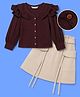 OLLINGTON ST. Woven Full Sleeves Top & Cotton Twill Skirt - Wine & Beige