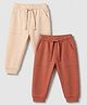Babyoye 100% Cotton Interlock Knit Full Length Solid Lounge Pant with Ecojiva Finish Pack of 2 - Orange Ivory