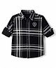 Ruff Cotton Woven Corduroy Checks Shirt with Text Print - Black