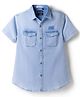 Ruff Denim Woven Half Sleeves Versatile Indigo Printed Shirt - Light Blue