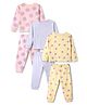 Bonfino 100% Cotton Knit Full Sleeves Co-ords T-Shirt & Pyjama Night Suits with Polka Dots Print Set of 3 - Pink Lavender & Yellow
