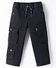Ruff Twill Woven Full Length Cut N Sew Solid Jeans With Cargo Pockets  - Black