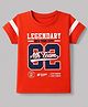 Ruff Interlock Woven Half Sleeves T-Shirt with  Text Print - Orange