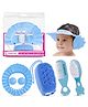 Majestique Baby Bathing & Grooming Kit, Soft Brush, Comb, Bath Cap, Sponge - 4Pcs_BLUE